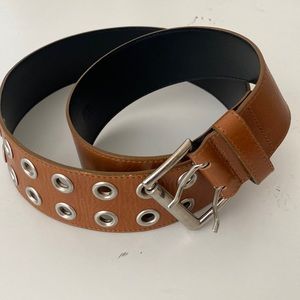 BANANA REPUBLIC Leather Belt Tan Silver Holes SZ S NWOT